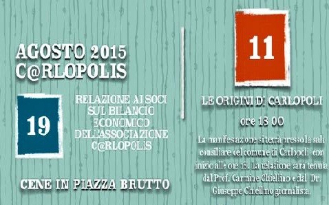 Agosto 2015 il programma dell’associazione C@rlopolis