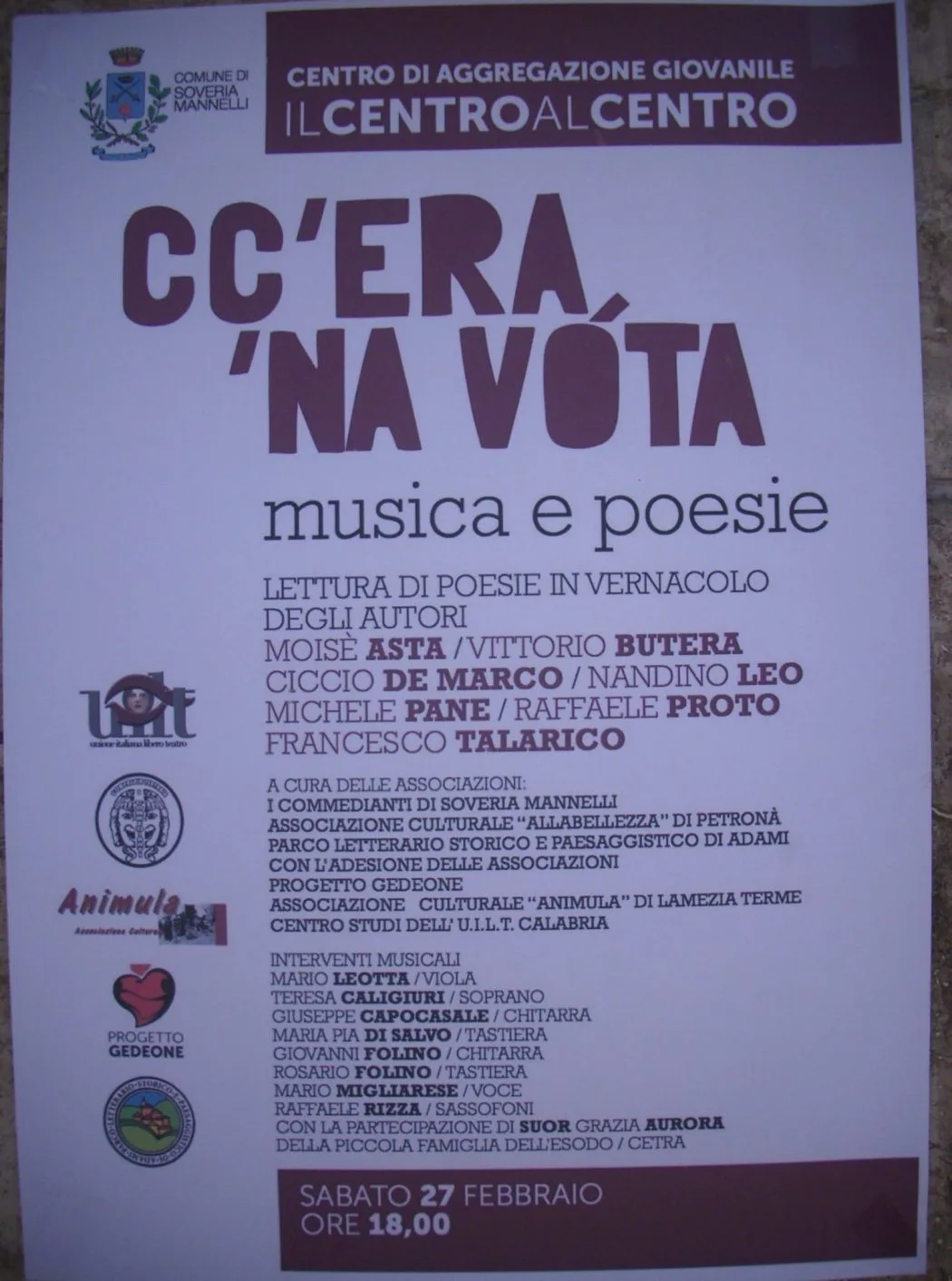 A Soveria Mannelli, una serata di musica e poesia proprio come “cc’era ‘na vóta”