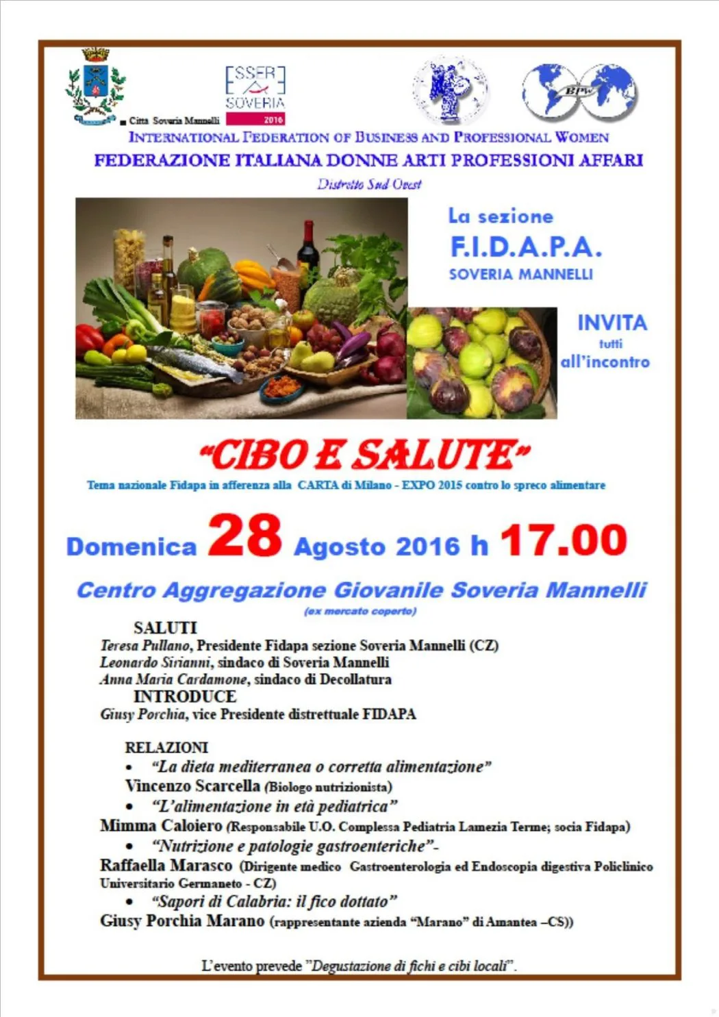 FIDAPA invita a riflettere su Cibo e Salute: un binomio inscindibile