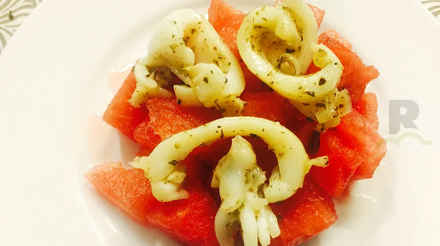 La ricetta di Piero Cantore: Tartàre di anguria con seppie