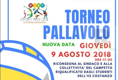 Manifestazione finale del progetto “Sport for life” dell’IIS Costanzo: LA NUOVA DATA
