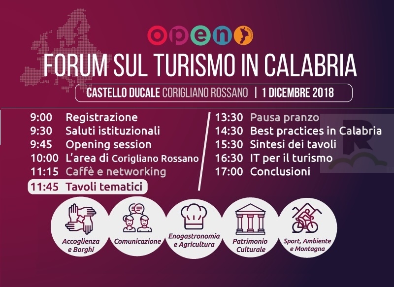 “Il Forum sul Turismo” organizzato da OpenCalabria, previsti cinque tavoli tematici