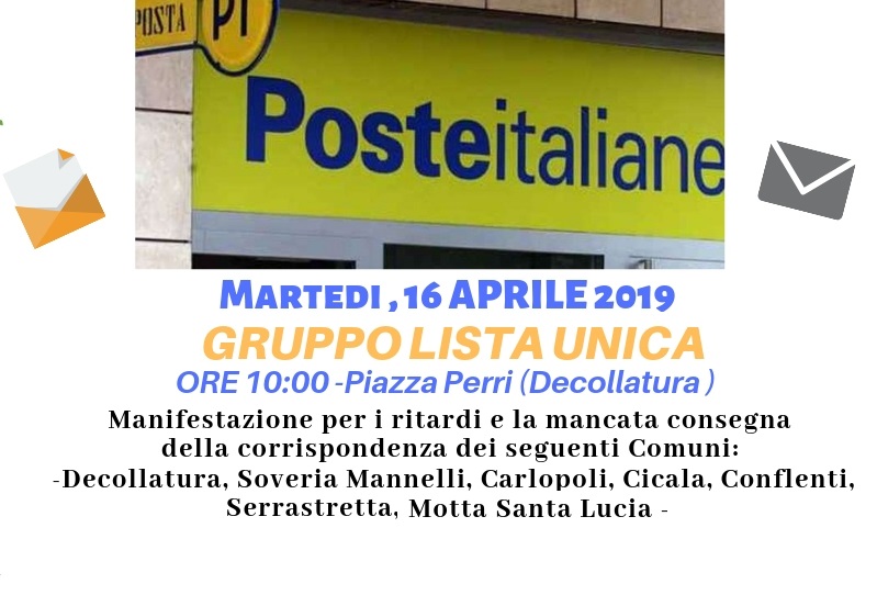 Decollatura, manifestazione per i ritardi nella consegna della corrispondenza in vari comuni