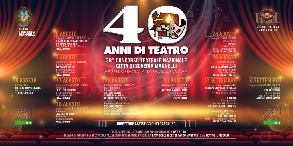 Il sontuoso programma del 39° Concorso teatrale Città di Soveria Mannelli, il più antico della Calabria