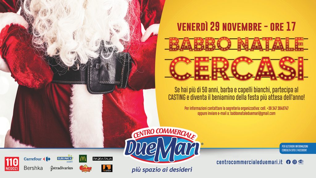 Al Centro commerciale “Due Mari” di Maida, cercasi aspiranti Babbo Natale