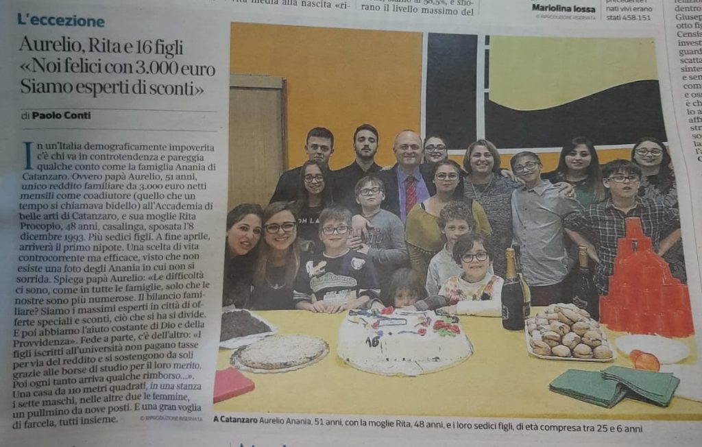 Corriere della Sera parla della Calabria: famiglia Anania di Catanzaro un esempio controcorrente