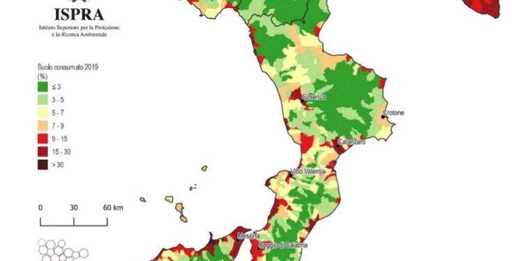 Coldiretti: “Calabria 14esima regione per consumo del suolo nel 2019” (dati ISPRA)