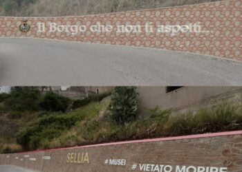 Sellia, il borgo che non ti aspetti: slogan su un secondo muro recuperato
