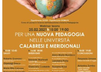Unical, accademici di tutto il Mezzogiorno a confronto giovedì 25 febbraio sulla necessità di una nuova pedagogia nelle università