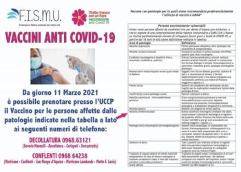Vaccini, da domani a Decollatura e Conflenti dosi prenotabili per soggetti con particolari patologie