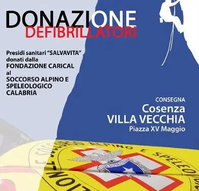 Fondazione Carical dona 10 defibrillatori al Soccorso Alpino e Speleologico Calabria