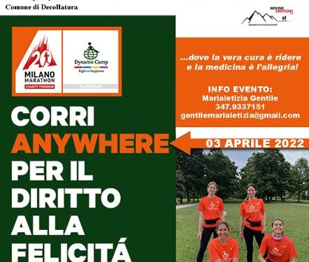 Corri Anywhere, la maratona Dynamo Camp arriva a Decollatura