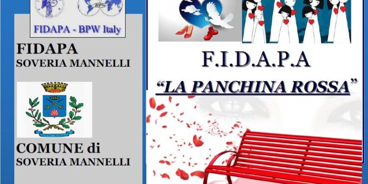 “La Panchina Rossa” a Soveria Mannelli iniziativa Fidapa e Comune presso Largo ai Giovani