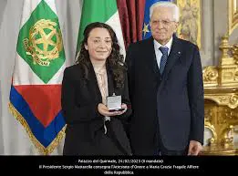 Maria Grazia Fragale con il Presidente Mattarella