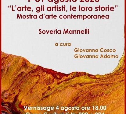 Soveria M.: “L’arte, gli artisti, la loro storia”, dal 1 agosto in mostra