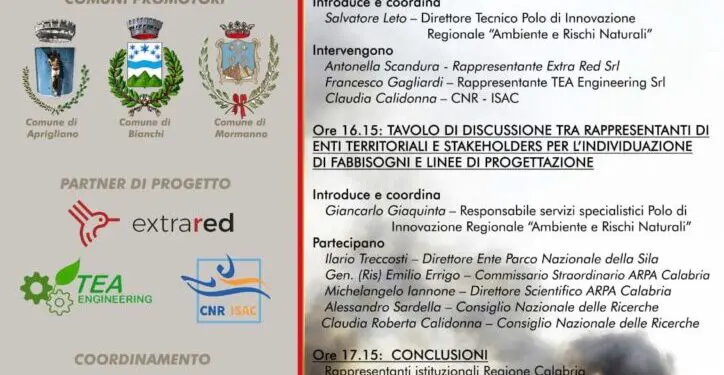 Il 3 agosto a Bianchi presentazione attività del progetto “AI-FIRE”
