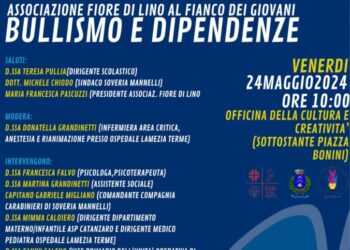 “Bullismo e dipendenze” saranno gli argomenti di un incontro organizzato da Fiore di Lino