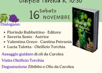 Tiriolo, presso l’oleificio Torchia presentazione del libro di Saveria Sesto “Zibibbo di Calabria”