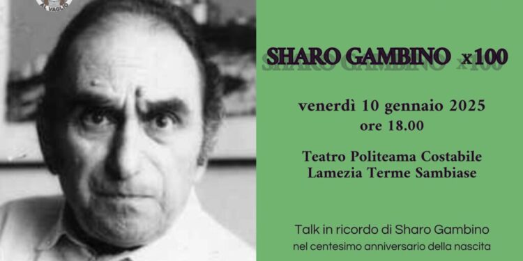 Il 10 gennaio Lamezia Terme ricorda Sharo Gambino nel centenario della nascita