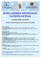 Lions, il 6 marzo a Cropani il convegno “Intelligenza artificiale: tra diritto ed etica”
