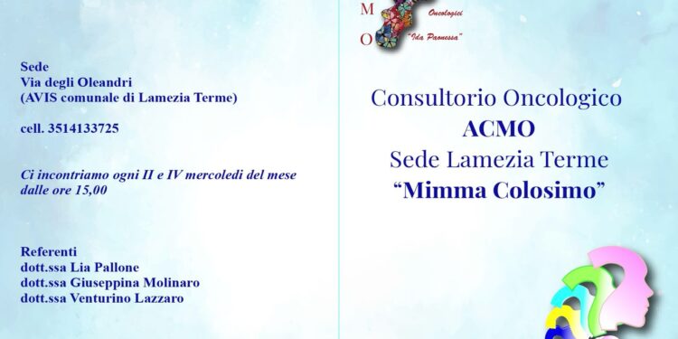Lamezia, via ad attività consultorio oncologico Acmo. Presente anche l’oncologa decollaturese Pina Molinaro 