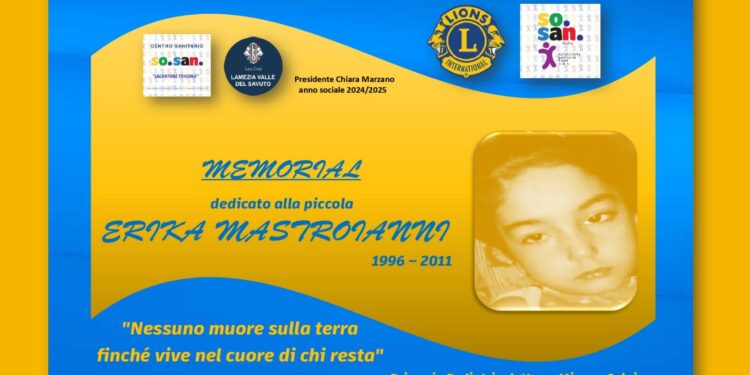 Lamezia, domani Memorial Erika Mastroianni. Un focus sulle malattie rare