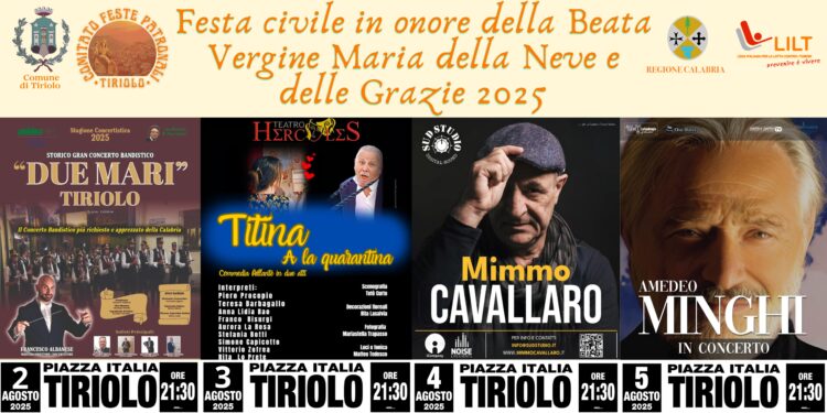Tiriolo accoglie Amedeo Minghi per i Festeggiamenti in onore della Beata Vergine della Neve e delle Grazie 2025