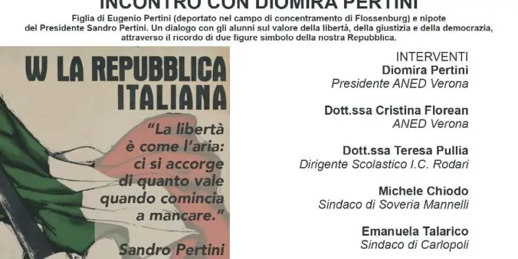 La memoria che parla al cuore: Diomira Pertini incontra gli studenti di Soveria Mannelli e Carlopoli