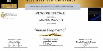 L’artista Marika Mazzeo è menzione speciale alla Biennale internazionale di Genazzano con “Aurum Fragmenta”