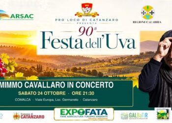 Festa dell’Uva a Germaneto di Catanzaro venerdì 23, 24 e 25 ottobre 2026: degustazioni vini e morzello, vendemmia, concerti dei Calavox e di Cavallaro, teatro, laboratori di tarantelle e tante risate. Ingresso gratuito.